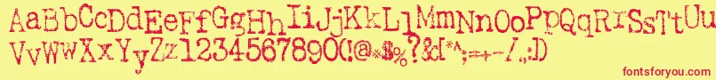 SaInkspot-Schriftart – Rote Schriften auf gelbem Hintergrund