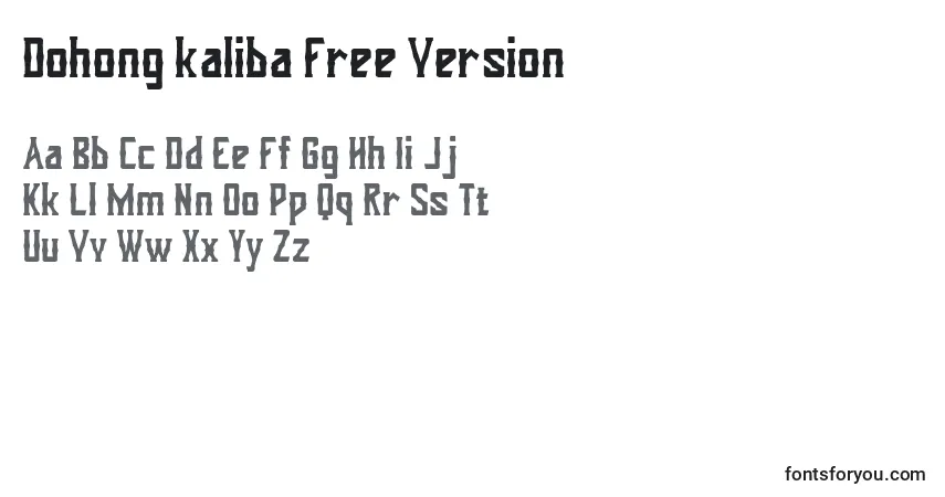 Czcionka Dohong kaliba Free Version – alfabet, cyfry, specjalne znaki