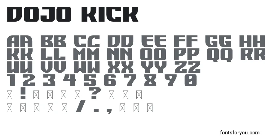 Fuente DOJO KICK - alfabeto, números, caracteres especiales