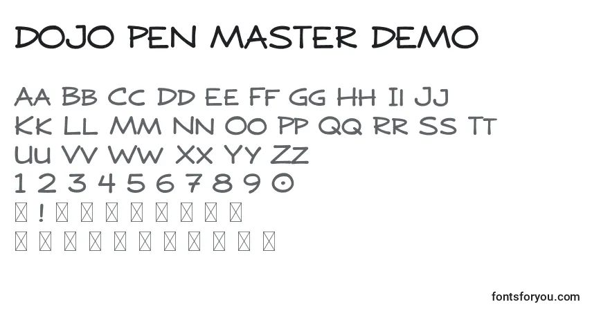 Schriftart DOJO PEN MASTER DEMO – Alphabet, Zahlen, spezielle Symbole