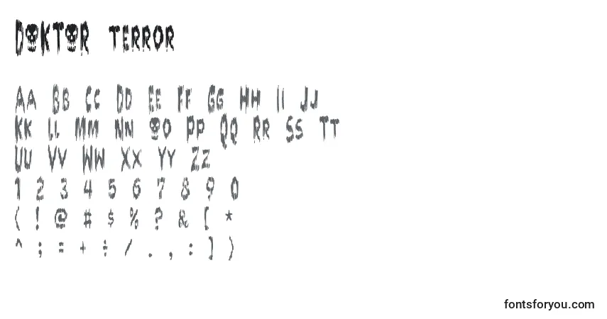 Schriftart DOKTOR terror – Alphabet, Zahlen, spezielle Symbole