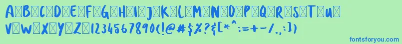 フォントDOLANAN – 青い文字は緑の背景です。