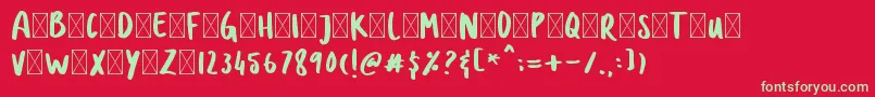 フォントDOLANAN – 赤い背景に緑の文字