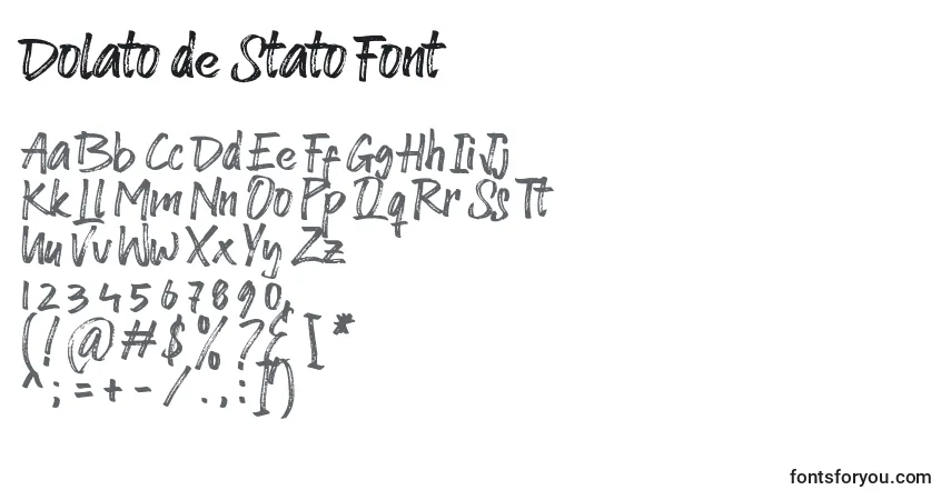 Schriftart Dolato de Stato Font – Alphabet, Zahlen, spezielle Symbole