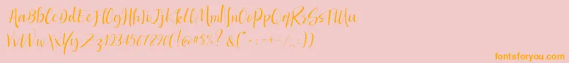 Dolcetto Demo-Schriftart – Orangefarbene Schriften auf rosa Hintergrund