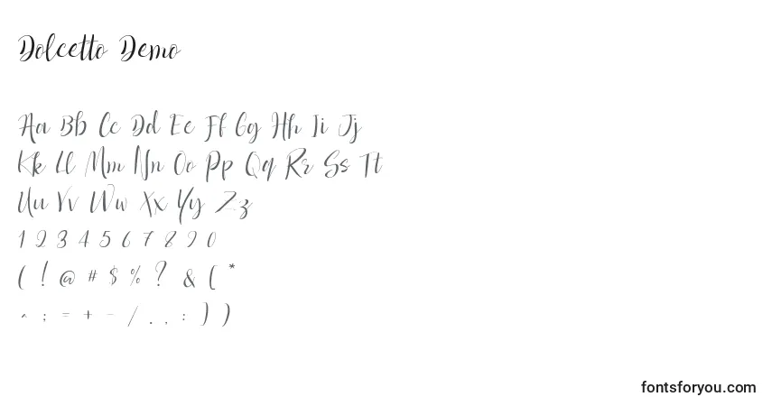 A fonte Dolcetto Demo (125320) – alfabeto, números, caracteres especiais
