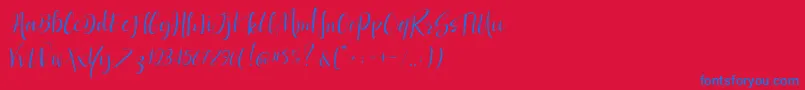 Dolcetto Demo-Schriftart – Blaue Schriften auf rotem Hintergrund