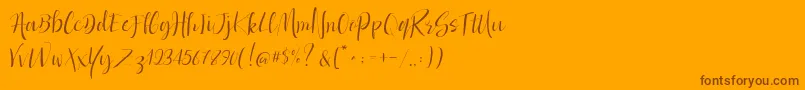 Dolcetto Demo-Schriftart – Braune Schriften auf orangefarbenem Hintergrund