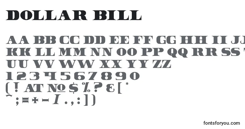 Dollar Bill-fontti – aakkoset, numerot, erikoismerkit