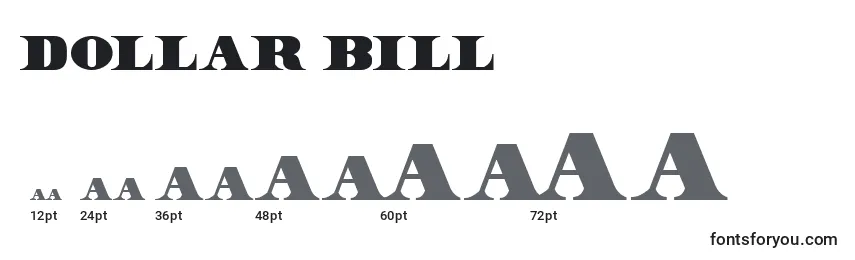 Größen der Schriftart Dollar Bill