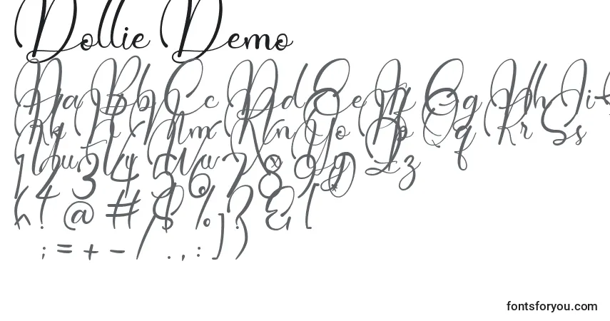 Czcionka Dollie Demo – alfabet, cyfry, specjalne znaki