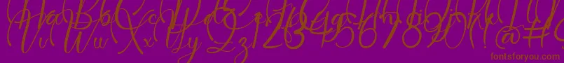 Dollie Demo-Schriftart – Braune Schriften auf violettem Hintergrund