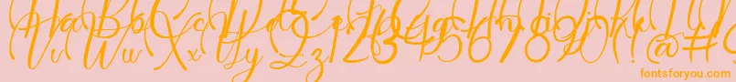 Dollie Demo-Schriftart – Orangefarbene Schriften auf rosa Hintergrund