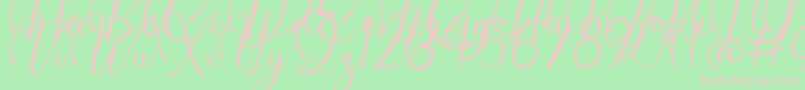 Dollie Demo-Schriftart – Rosa Schriften auf grünem Hintergrund