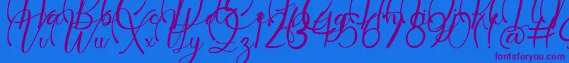 Dollie Demo-Schriftart – Violette Schriften auf blauem Hintergrund