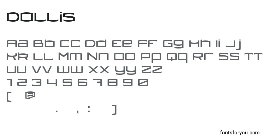 A fonte Dollis – alfabeto, números, caracteres especiais