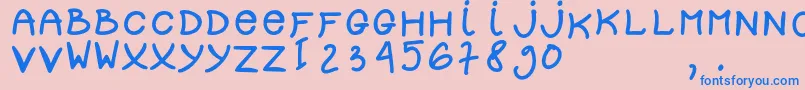 dolly Font – Blue Fonts on Pink Background