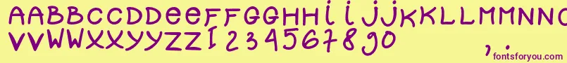 dolly Font – Purple Fonts on Yellow Background