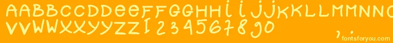 dolly Font – Yellow Fonts on Orange Background