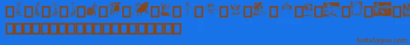 Dollybat-Schriftart – Braune Schriften auf blauem Hintergrund