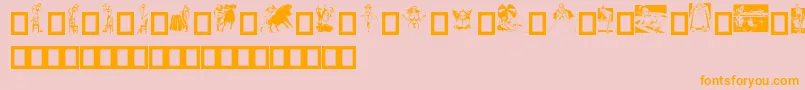 Fonte Dollybat – fontes laranjas em um fundo rosa