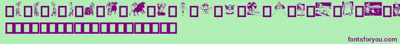 Dollybat-Schriftart – Violette Schriften auf grünem Hintergrund