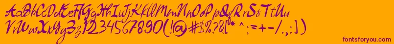 Dollyland Font – Purple Fonts on Orange Background