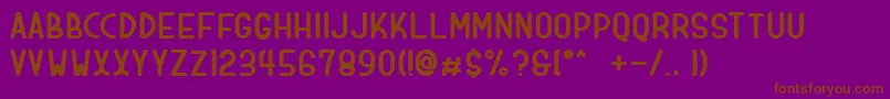 dologan bold-Schriftart – Braune Schriften auf violettem Hintergrund