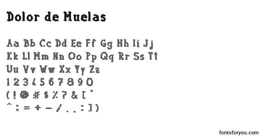 A fonte Dolor de Muelas – alfabeto, números, caracteres especiais
