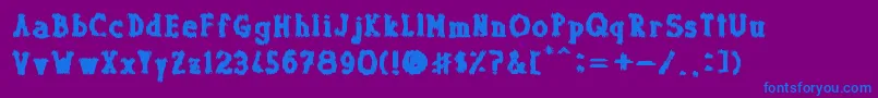 フォントDolor de Muelas – 紫色の背景に青い文字