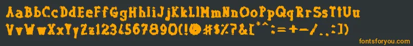 フォントDolor de Muelas – 黒い背景にオレンジの文字