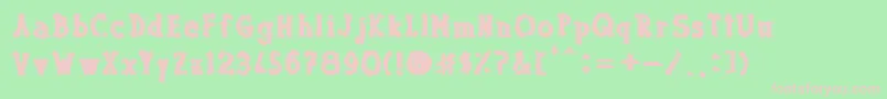 Dolor de Muelas-fontti – vaaleanpunaiset fontit vihreällä taustalla