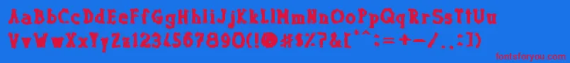 Dolor de Muelas Font – Red Fonts on Blue Background