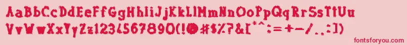 フォントDolor de Muelas – ピンクの背景に赤い文字