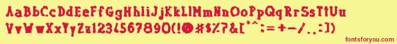 Dolor de Muelas Font – Red Fonts on Yellow Background