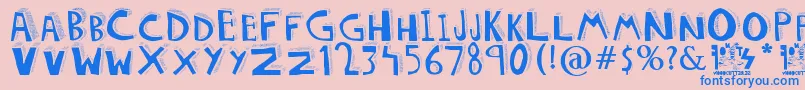 DOLORES-Schriftart – Blaue Schriften auf rosa Hintergrund