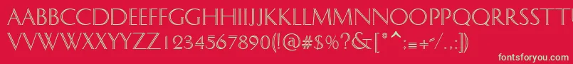 フォントDOLPHIAN – 赤い背景に緑の文字