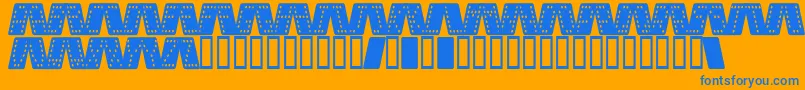 Dom smk -Schriftart – Blaue Schriften auf orangefarbenem Hintergrund
