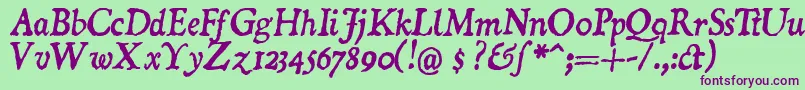 DOMII    Font – Purple Fonts on Green Background