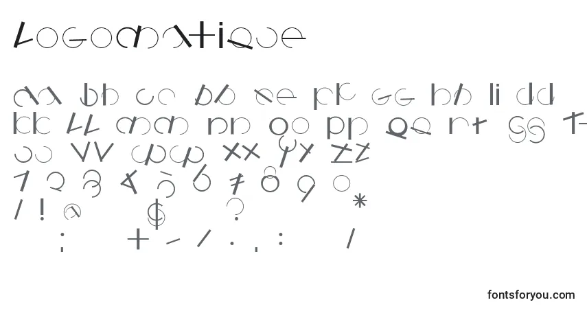 Schriftart Logomatique – Alphabet, Zahlen, spezielle Symbole