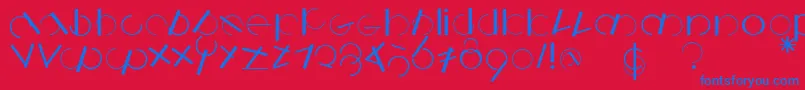 フォントLogomatique – 赤い背景に青い文字