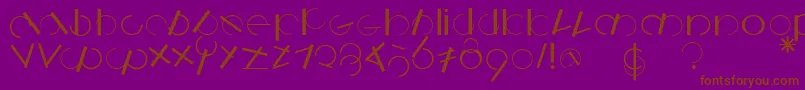 Logomatique-Schriftart – Braune Schriften auf violettem Hintergrund