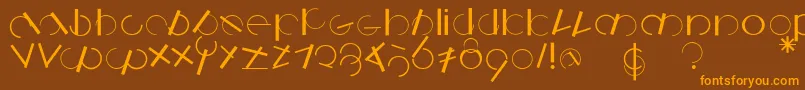 Logomatique-Schriftart – Orangefarbene Schriften auf braunem Hintergrund