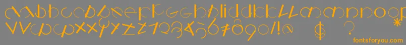 フォントLogomatique – オレンジの文字は灰色の背景にあります。