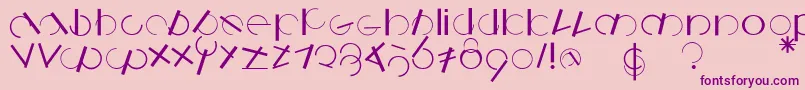 Logomatique-fontti – violetit fontit vaaleanpunaisella taustalla