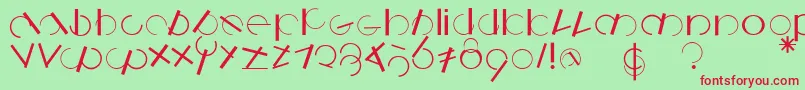 フォントLogomatique – 赤い文字の緑の背景