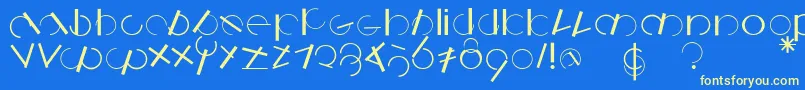 Logomatique-Schriftart – Gelbe Schriften auf blauem Hintergrund
