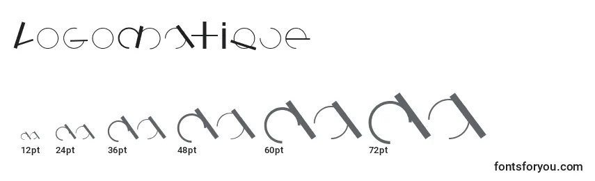 Größen der Schriftart Logomatique