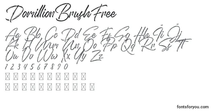 Schriftart DomillionBrushFree – Alphabet, Zahlen, spezielle Symbole