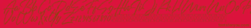 Шрифт DomillionBrushFree – коричневые шрифты на красном фоне